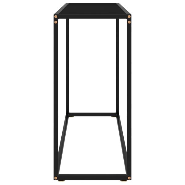 vidaXL Console Table Black Tempered Glass, Powder-Coated Steel Medium
