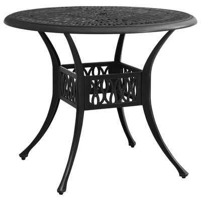 vidaXL Patio Table Black 35.4"x35.4"x29.1" Cast Aluminum