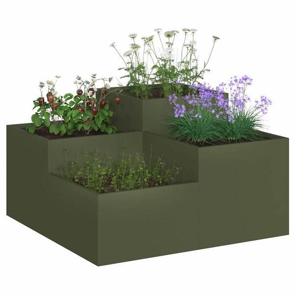 vidaXL Garden Planter Olive green 100 x 100 x 48 cm Steel