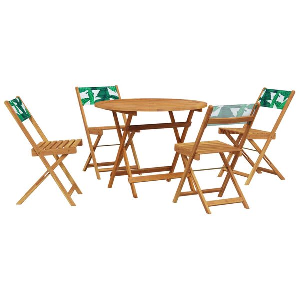 vidaXL Garden Dining Set Green Solid acacia wood 5 Piece Set Foldable