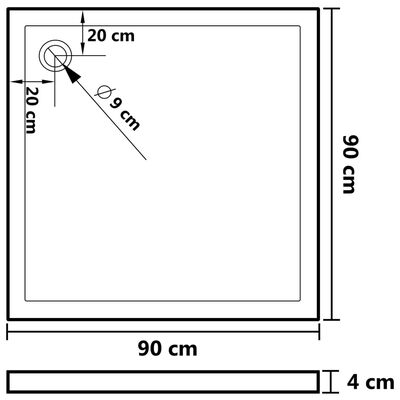 vidaXL Square ABS Shower Base Tray 35.4"x35.4"