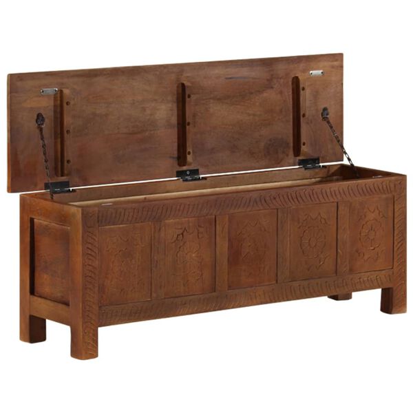 vidaXL Storage Box Brown Solid mango wood, MDF 43.3 x 11.8 x 15.7 in