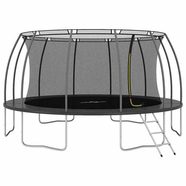 vidaXL Trampoline Set Black and Grey Galvanized Steel, PVC, PP, PE Large