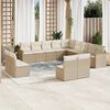 vidaXL Garden Sofa Set Beige PE Rattan Large Adjustable Armrests