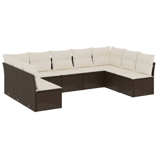 vidaXL Garden Sofa Set Brown, Cream White