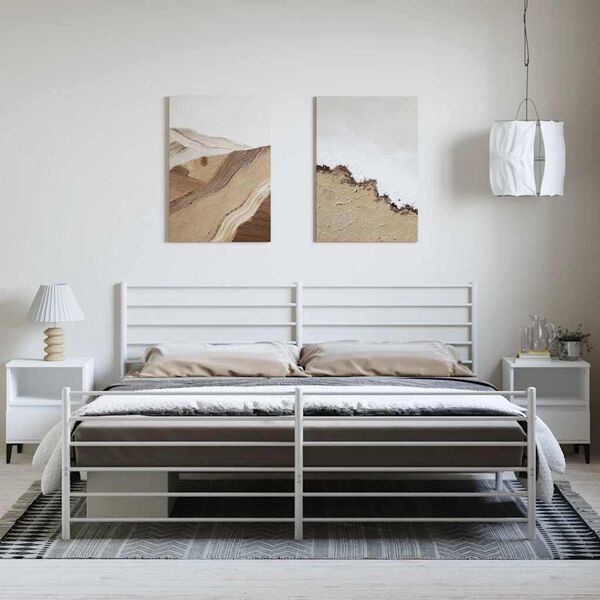 vidaXL Bed Frame White Steel 76 x 80 in Extra Long Bed Frame