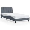 vidaXL Bed Frame with LED without Mattress "Hanko" Dark Gray 39.4"x79.9" Velvet