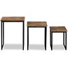 vidaXL Coffee Table Set of 3 Natural Wood, Black Reclaimed Teak, Steel