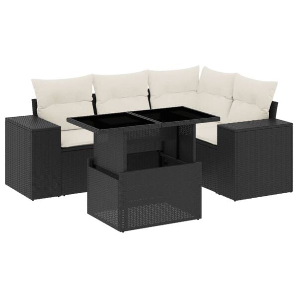 vidaXL Garden Sofa Set Black, Cream
