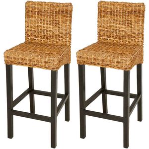 vidaXL Bar Stool Set of 2 Dark Brown Mango wood Standard Durable