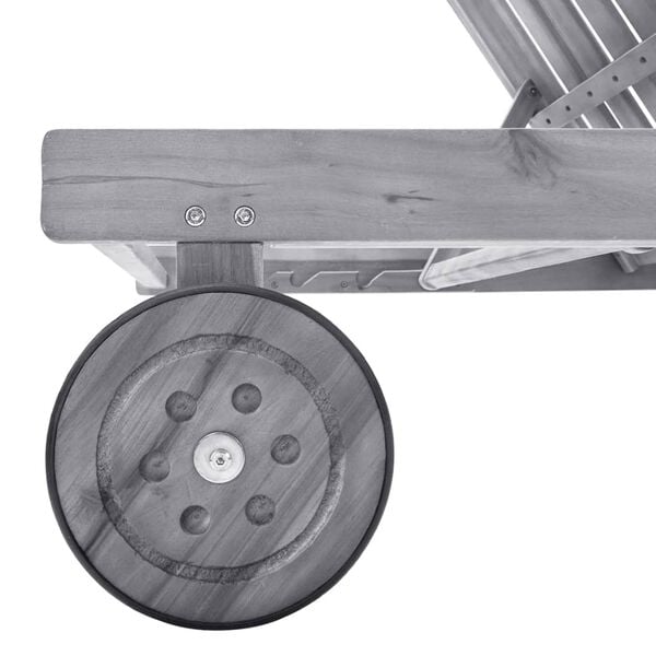 vidaXL Sunlounger Grey Solid Acacia wood, Polyester 78.7 in long