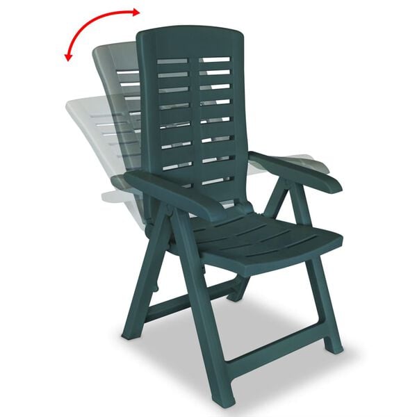 vidaXL Garden Chair Set of 6 Green Plastic Standard Foldable