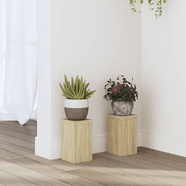 vidaXL Plant Stand Set of 2 Sonoma oak Engineered wood Small