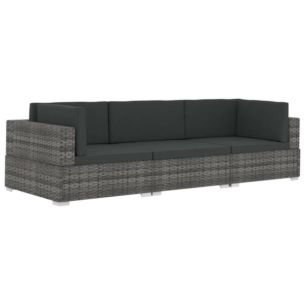 vidaXL Sofa Set Grey PE rattan Medium Modular Garden Sofa Set