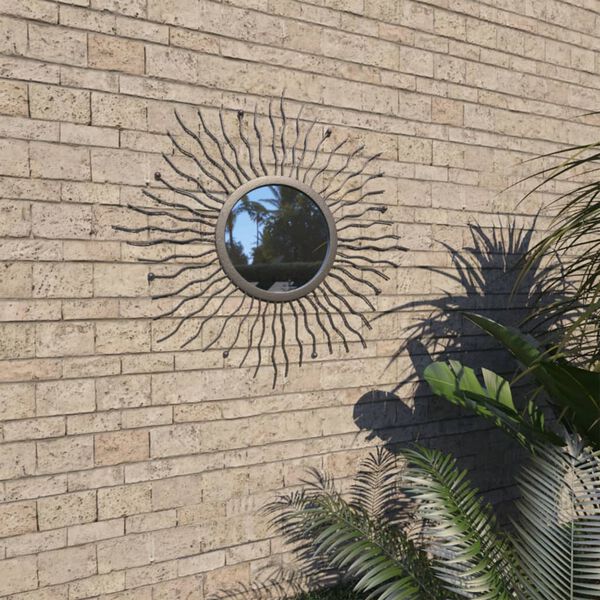 vidaXL Wall Mirror Black Powder-coated steel 23.6 in diameter