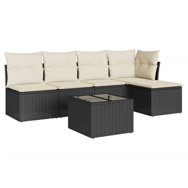 vidaXL Garden Sofa Set Black and Cream White