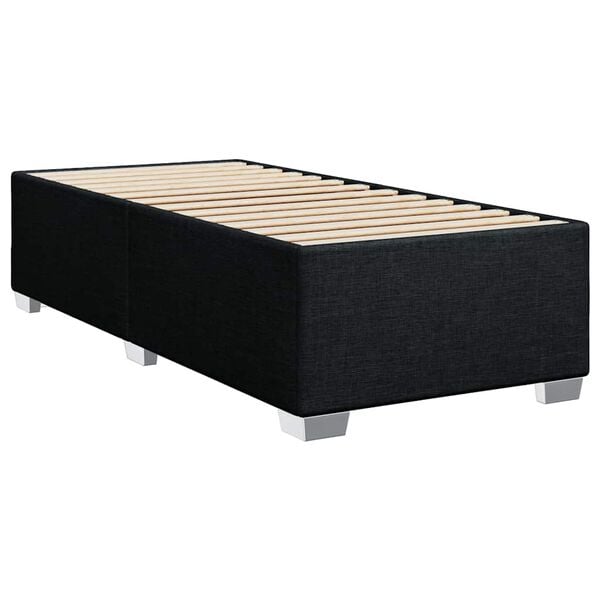 vidaXL Bed Frame Black Polyester Fabric, Plywood, Engineered Wood Twin