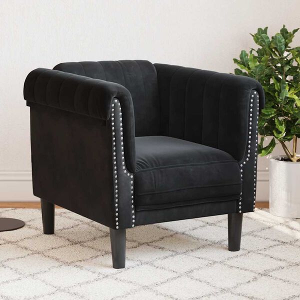 vidaXL Sofa Chair Black Velvet (100% polyester), plywood, solid wood