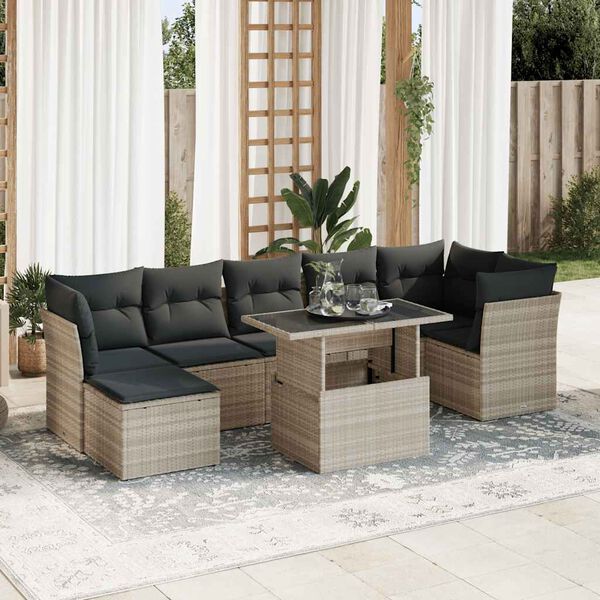 vidaXL Garden Sofa Set Light Grey