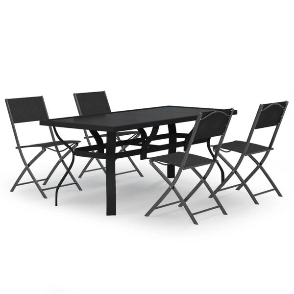 vidaXL Garden Dining Set Grey and Black