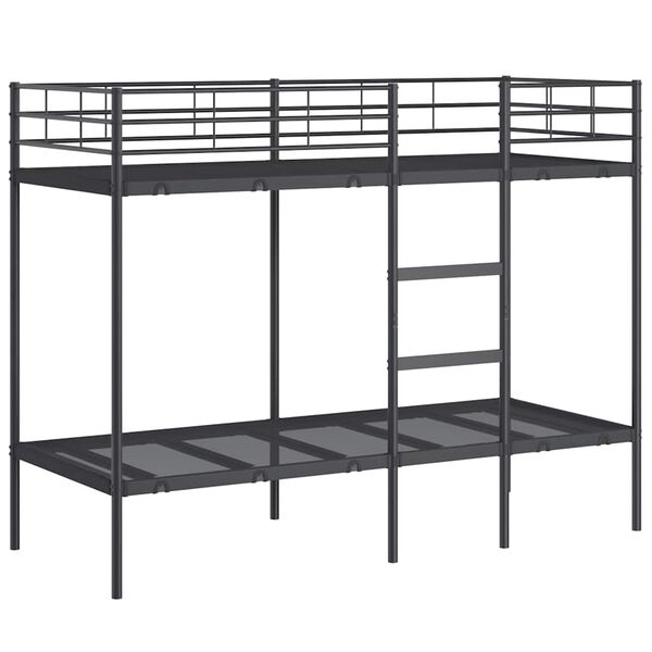 vidaXL Bunk Bed Black Steel, Mesh Fabric Small Single Bunk Bed