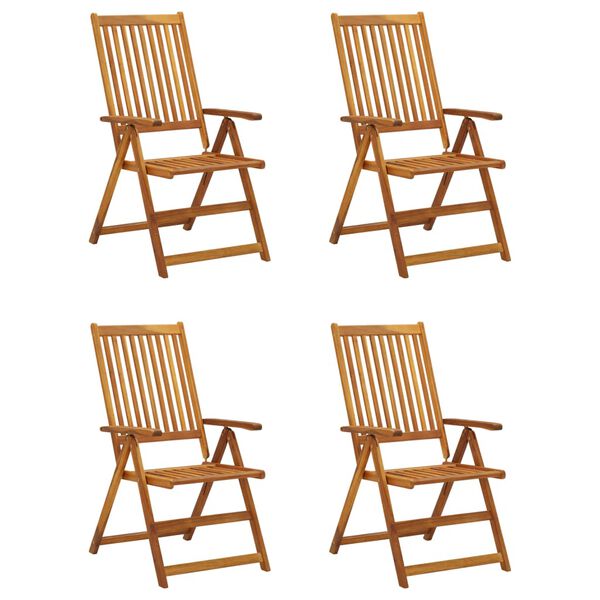 vidaXL Garden Chair Set of 4 Brown Solid Acacia wood Standard Foldable