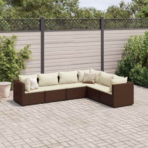 vidaXL Patio Lounge Set Brown, Cream White