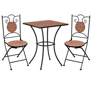vidaXL Mosaic Bistro Set Terracotta Powder-coated iron Medium Durable