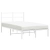 vidaXL Bed Frame White Powder-Coated Steel Double Bed Frame