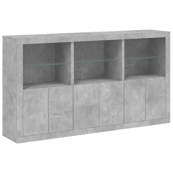vidaXL Sideboard Concrete grey Engineered wood, glass Large Sideboard