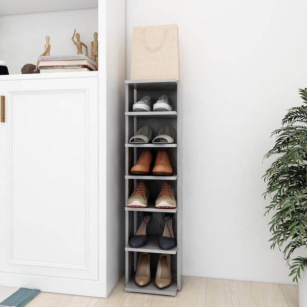 vidaXL Shoe Cabinet Concrete grey Engineered wood Compact Shoe Cabinet