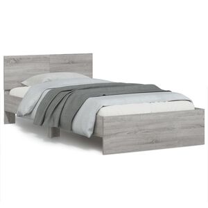 vidaXL Bed Frame without Mattress with Headboard Gray Sonoma 39.4"x78.7"