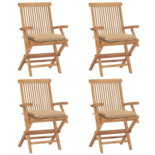 vidaXL Patio Chair Set of 4 Beige