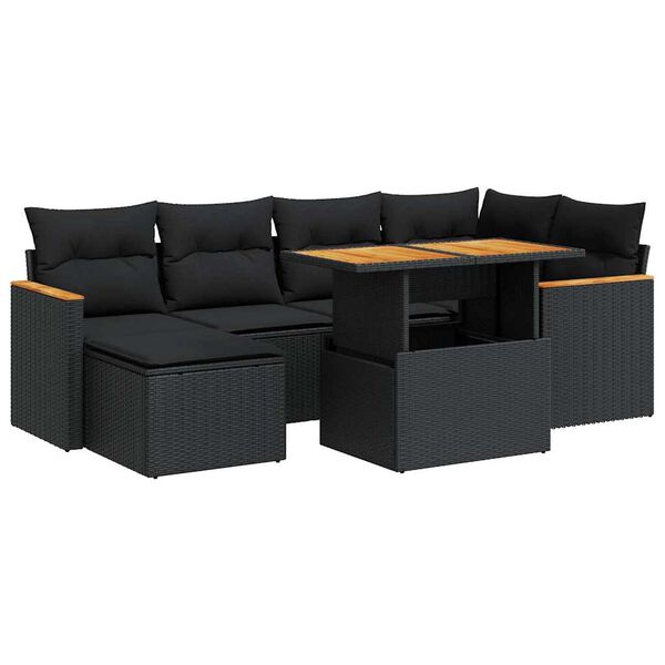 vidaXL Garden Sofa Set Black