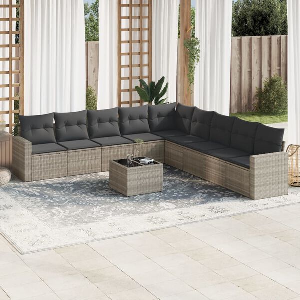 vidaXL Garden Sofa Set Light grey PE rattan Large Modular