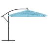 vidaXL Garden Parasol Blue Polyester, Steel, Straw Large