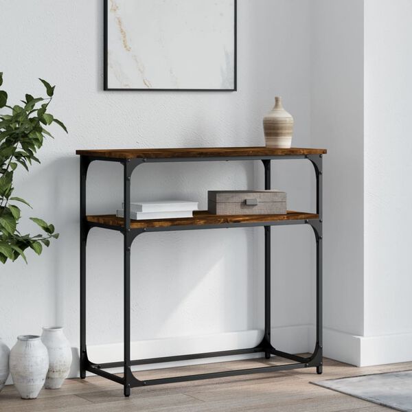 vidaXL Console Table Smoked Oak Engineered Wood Standard Console Table