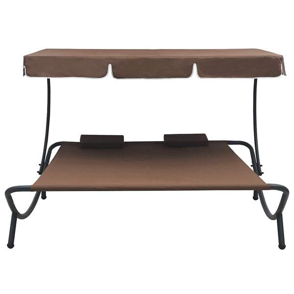 vidaXL Sun Lounger Brown Powder-coated steel, Polyester 78.7 x 57.1 in