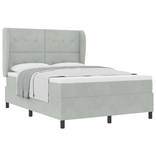vidaXL Box Spring Bed Light Grey 78.74 x 62.99 in Polyester