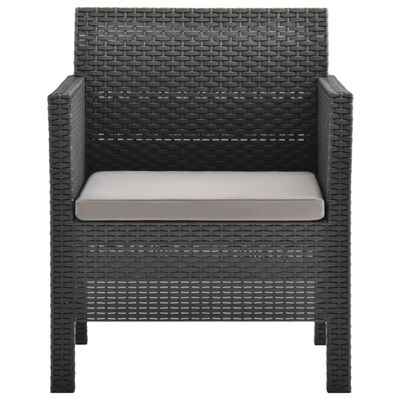 vidaXL 2 Piece Patio Lounge Set with Cushions PP Rattan Anthracite