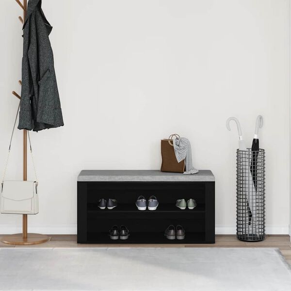 vidaXL Shoe Bench Black Oak 39.4"x 13.8"x 17.7" Engineered Wood