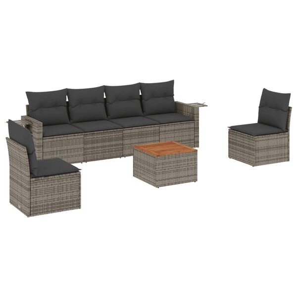 vidaXL Garden Sofa Set Grey PE rattan Large Garden Sofa Set