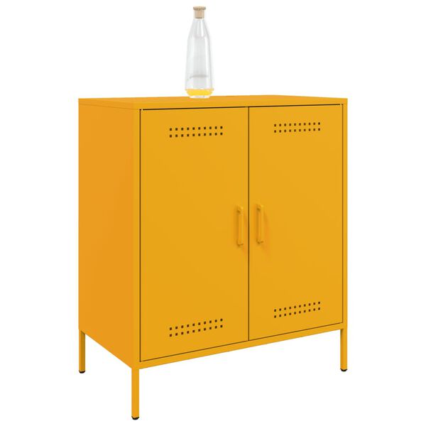 vidaXL Sideboard Mustard Yellow Steel Medium Storage Cabinet Cabinet