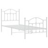 vidaXL Bed Frame White Steel Single Bed Frame Rectangular Modern