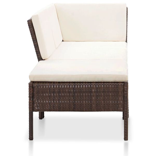 vidaXL Garden Lounge Set Brown,Cream White
