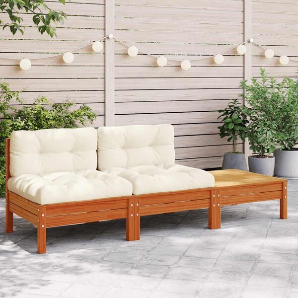 vidaXL Garden Sofa Wax brown Solid pine wood Large Modular Garden Sofa
