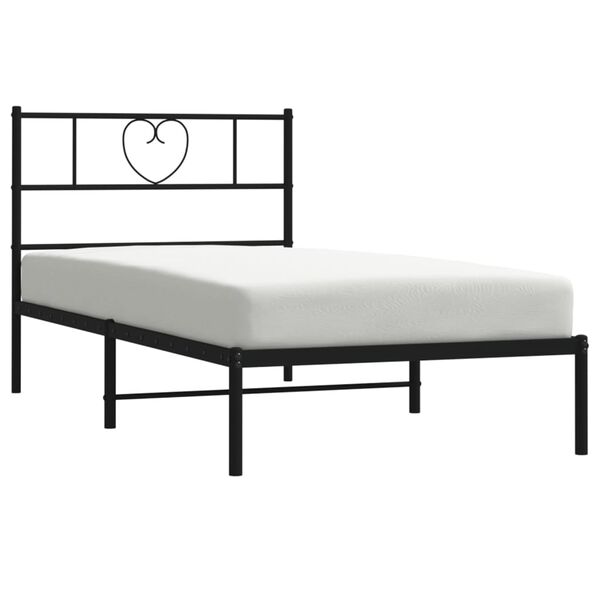 vidaXL Bed Frame Black Powder-Coated Steel Twin Bed Frame Rectangular
