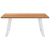 vidaXL Dining Table Light Brown, White Solid Oak Wood, Powder-Coated Steel
