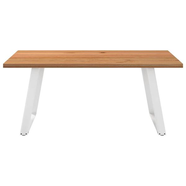 vidaXL Dining Table Light Brown, White Solid Oak Wood, Powder-Coated Steel