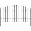 vidaXL Garden Fence with Spear Top Steel 71.3"x39.4" Black